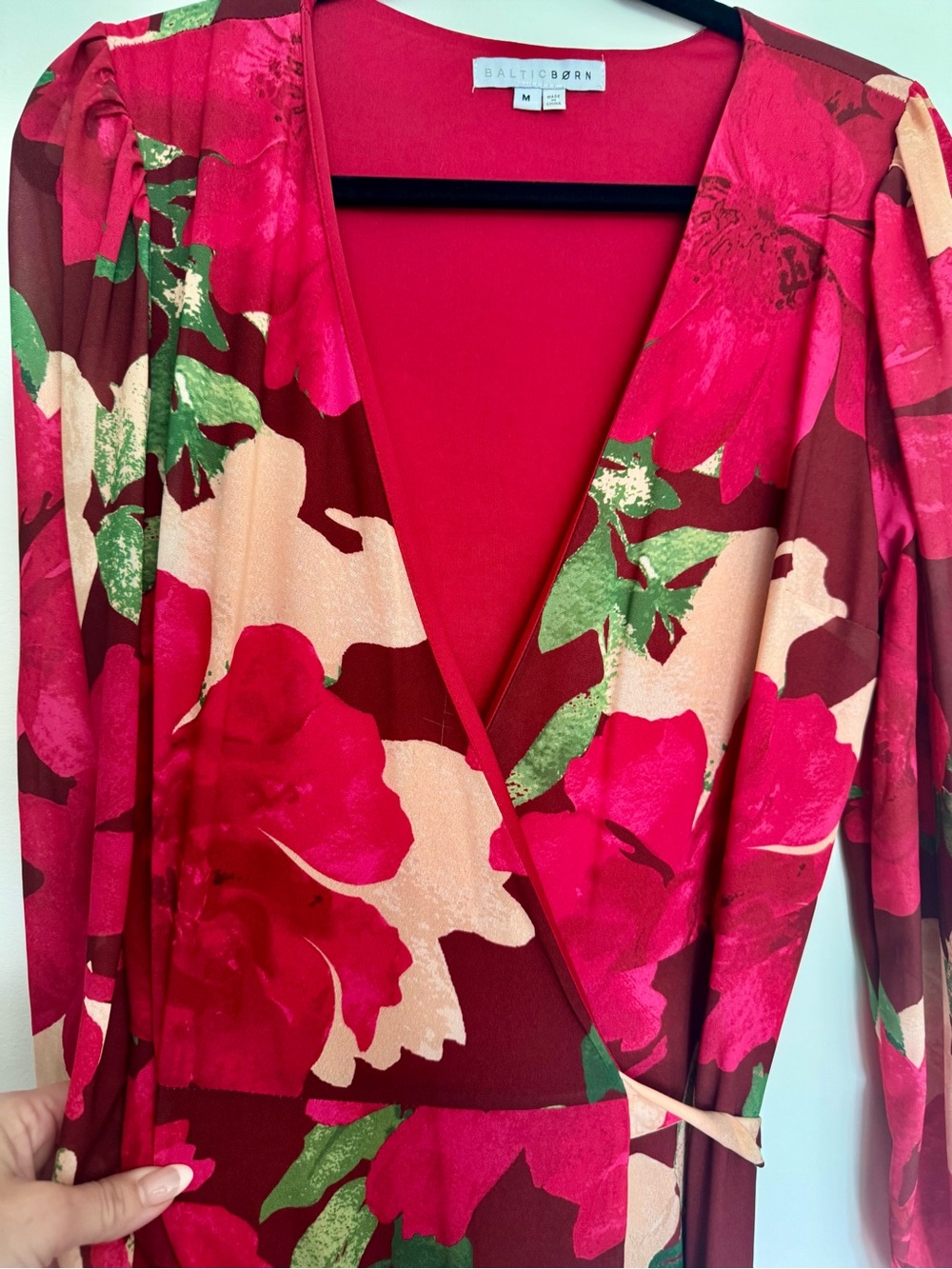 Baltic Born Floral Wrap Maxi Dress - Red - Long Sleeves - Picture 6 of 6